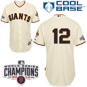 San Francisco Giants #12 Joe Panik Cream Home Cool Base 2014 World Series Champions Patch Stitched MLB Jersey