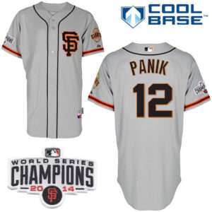 San Francisco Giants #12 Joe Panik Grey Road 2 Cool Base 2014 World Series Champions Patch Stitched MLB Jersey