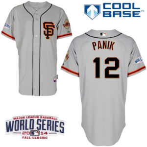 San Francisco Giants #12 Joe Panik Grey Road 2 Cool Base 2014 World Series Patch Stitched MLB Jersey