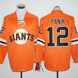 San Francisco Giants #12 Joe Panik Orange Long Sleeve Stitched MLB Jersey