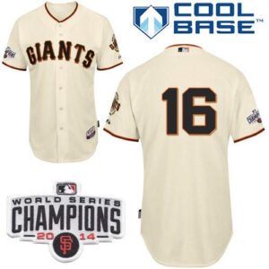 San Francisco Giants #16 Angel Pagan Cream Cool Base 2014 World Series Champions Patch Stitched MLB Jersey