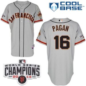 San Francisco Giants #16 Angel Pagan Grey Cool Base 2014 World Series Champions Patch Stitched MLB Jersey