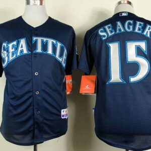 Seattle Mariners #15 Kyle Seager Navy Blue Cool Base Stitched MLB Jersey