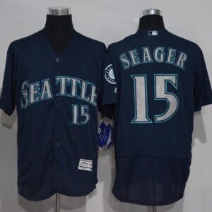 Seattle Mariners #15 Kyle Seager Navy Blue Flexbase Collection Stitched MLB Jersey