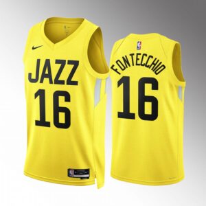 Simone Fontecchio 2022-23 Utah Jazz Yellow #16 Icon Edition Jersey Remix