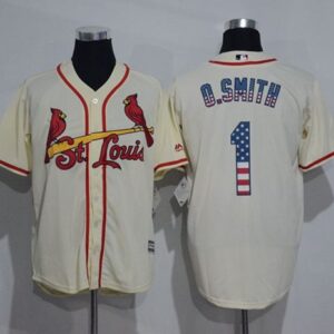 St. Louis Cardinals #1 Ozzie Smith Cream USA Flag Fashion Stitched MLB Jersey