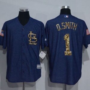 St. Louis Cardinals #1 Ozzie Smith Denim Blue Salute to Service Stitched MLB Jersey