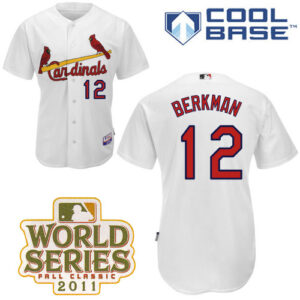 St. Louis Cardinals #12 Lance Berkman White Cool Base 2011 World Series Patch Stitched MLB Jersey