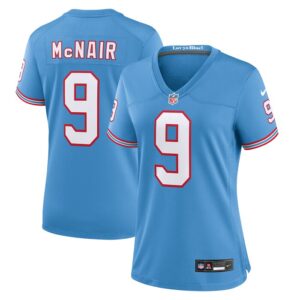 Steve McNair Tennessee Titans Women Oilers Throwback Retired Player Game Jersey - Light Blue