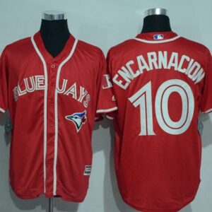 Toronto Blue Jays #10 Edwin Encarnacion Red Cool Base Canada Day Stitched MLB Jersey