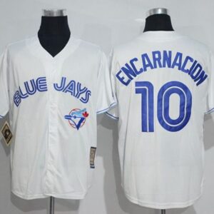 Toronto Blue Jays #10 Edwin Encarnacion White Cooperstown Throwback Stitched MLB Jersey