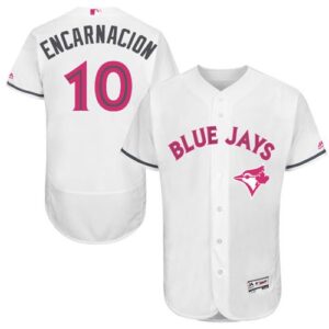 Toronto Blue Jays #10 Edwin Encarnacion White Flexbase Collection 2016 Mother's Day Stitched MLB Jersey