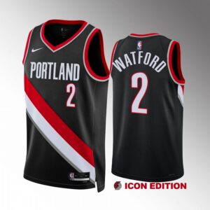 Trendon Watford #2 Portland Trail Blazers 2022-23 Icon Edition Black Jersey