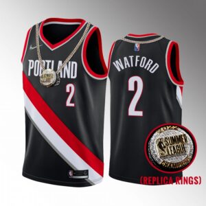 Trendon Watford 2022 Summer League Champs Portland Trail Blazers #2 Black Jersey Replica Ring