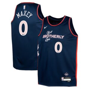 Tyrese Maxey Philadelphia 76ers Youth 2023/24 Swingman Replica Jersey - City Edition - Navy