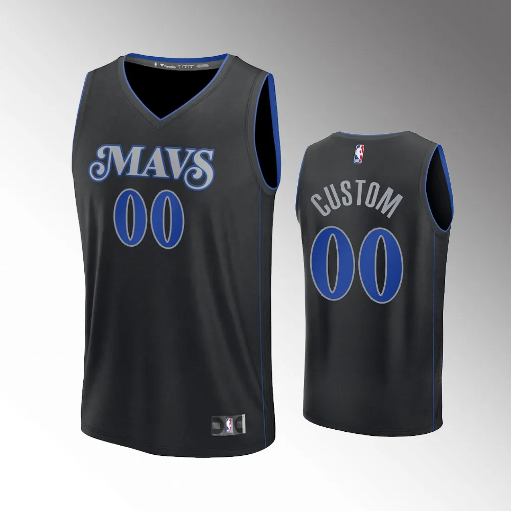 Unisex #00 Custom Dallas Mavericks Fast Break 2023-24 City Edition Black Jersey