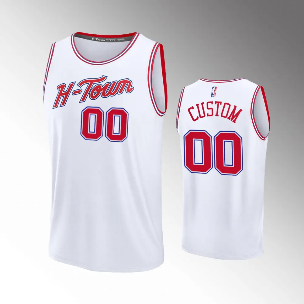 Unisex #00 Custom Houston Rockets Fast Break 2023-24 City Edition White Jersey