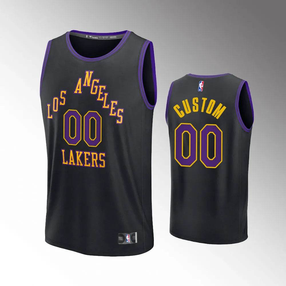 Unisex #00 Custom Los Angeles Lakers Fast Break 2023-24 City Edition Black Jersey