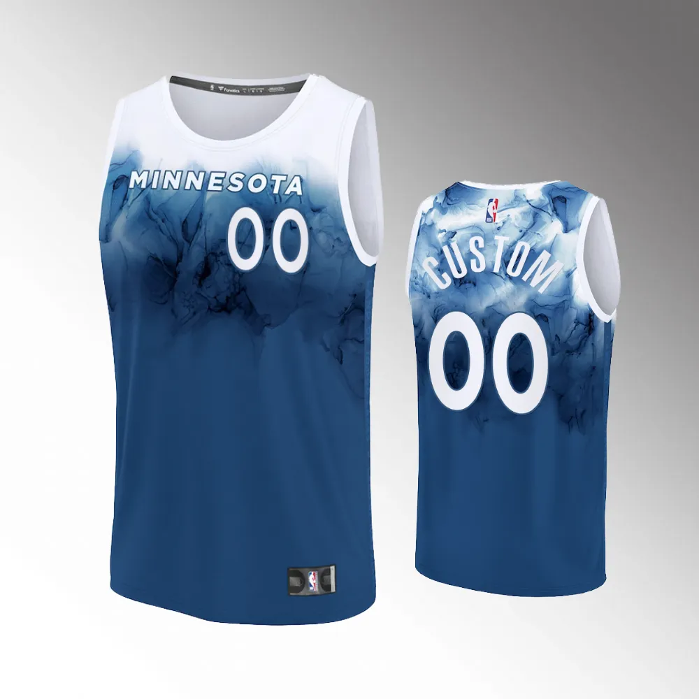 Unisex #00 Custom Minnesota Timberwolves Fast Break 2023-24 City Edition Blue Jersey