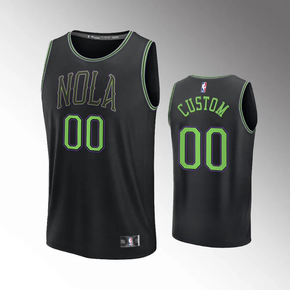 Unisex #00 Custom New Orleans Pelicans Fast Break 2023-24 City Edition Black Jersey