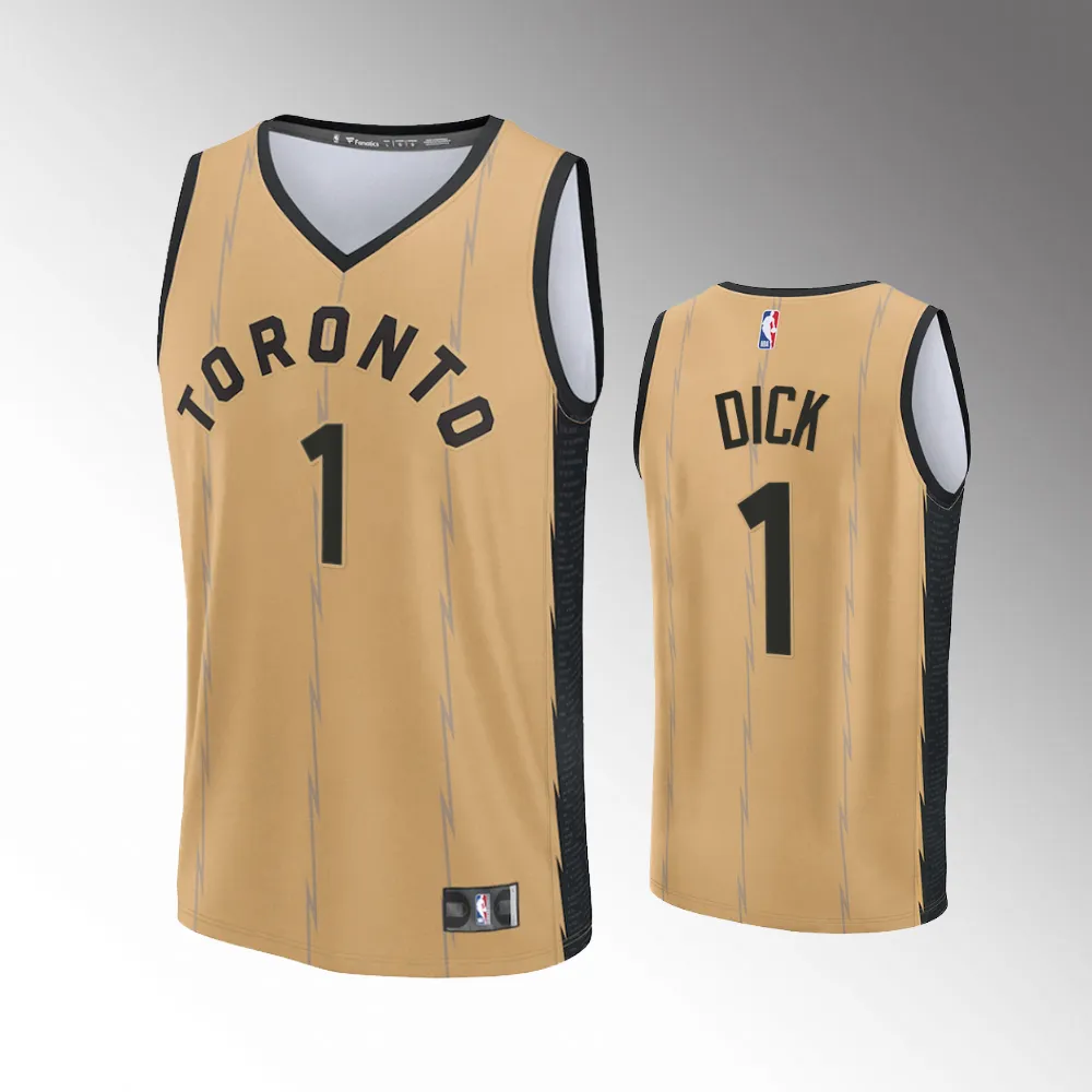 Unisex #1 Gradey Dick Toronto Raptors Fast Break 2023-24 City Edition Gold Jersey