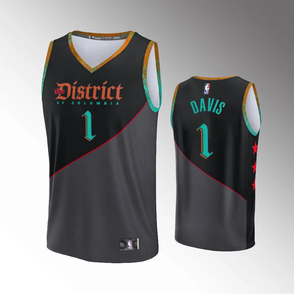 Unisex #1 Johnny Davis Washington Wizards Fast Break 2023-24 City Edition Black Jersey