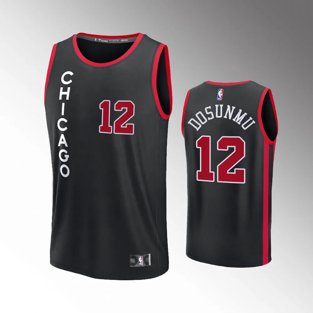 Unisex #12 Ayo Dosunmu Chicago Bulls Fast Break 2023-24 City Edition Black Jersey