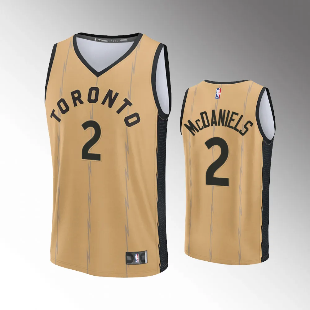 Unisex #2 Jalen McDaniels Toronto Raptors Fast Break 2023-24 City Edition Gold Jersey