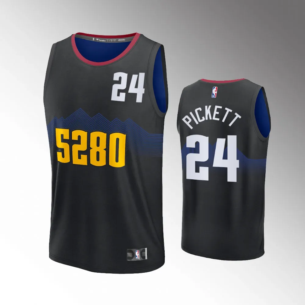 Unisex #24 Jalen Pickett Denver Nuggets Fast Break 2023-24 City Edition Black Jersey