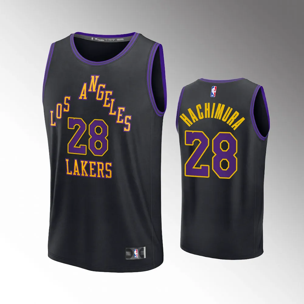 Unisex #28 Rui Hachimura Los Angeles Lakers Fast Break 2023-24 City Edition Black Jersey