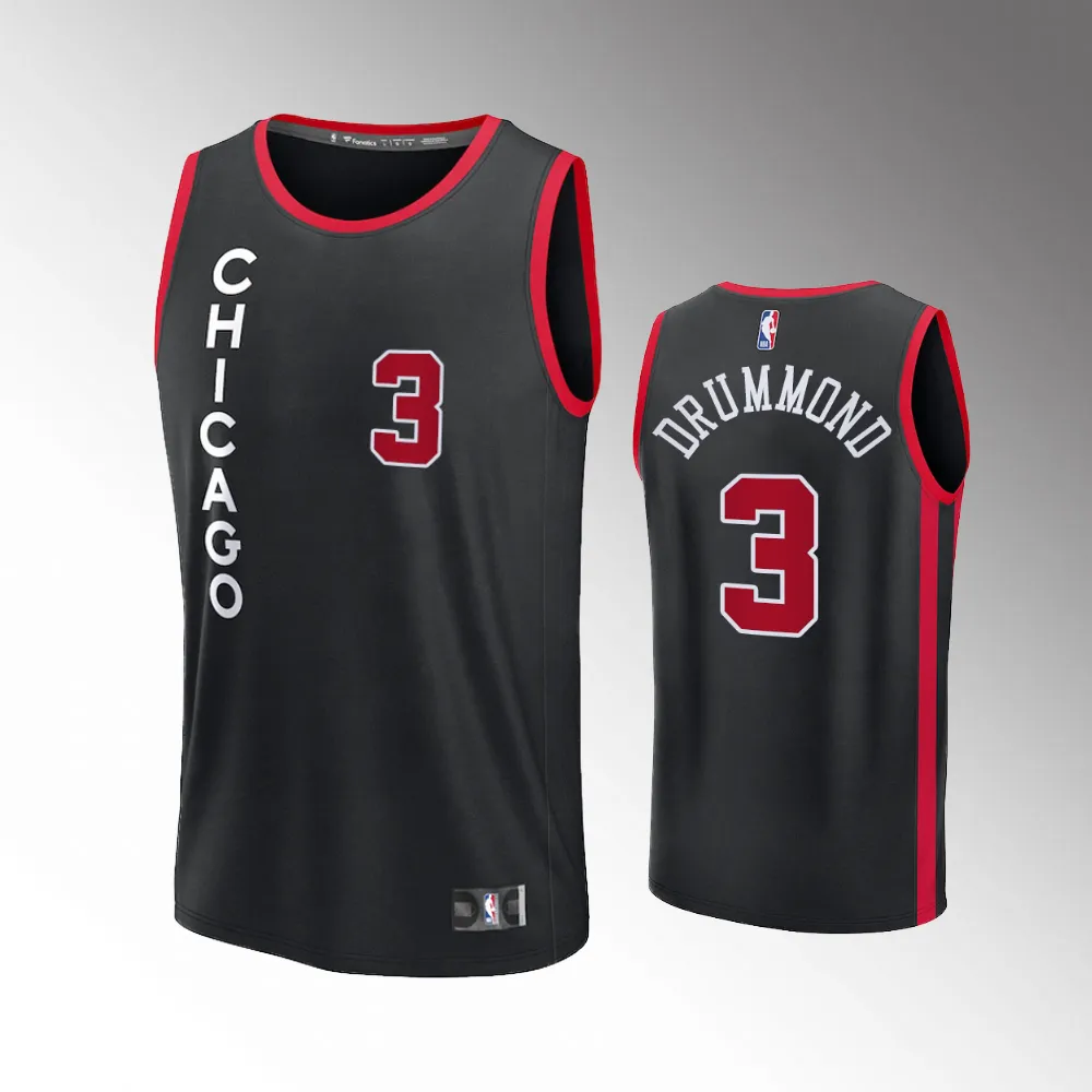 Unisex #3 Andre Drummond Chicago Bulls Fast Break 2023-24 City Edition Black Jersey