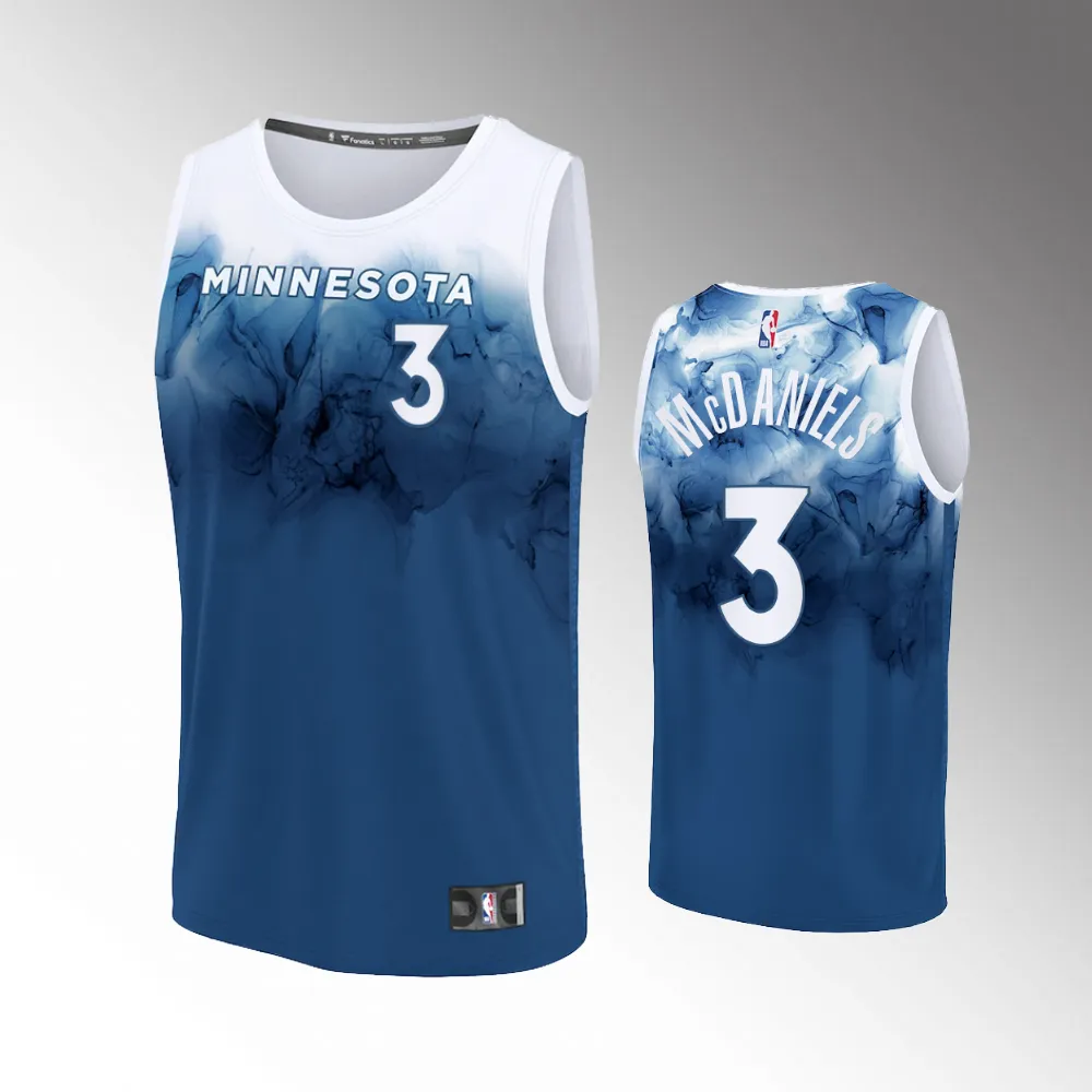 Unisex #3 Jaden McDaniels Minnesota Timberwolves Fast Break 2023-24 City Edition Blue Jersey