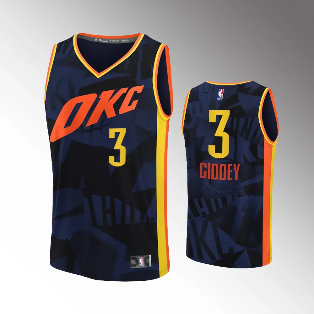 Unisex #3 Josh Giddey Oklahoma City Thunder Fast Break 2023-24 City Edition Black Jersey