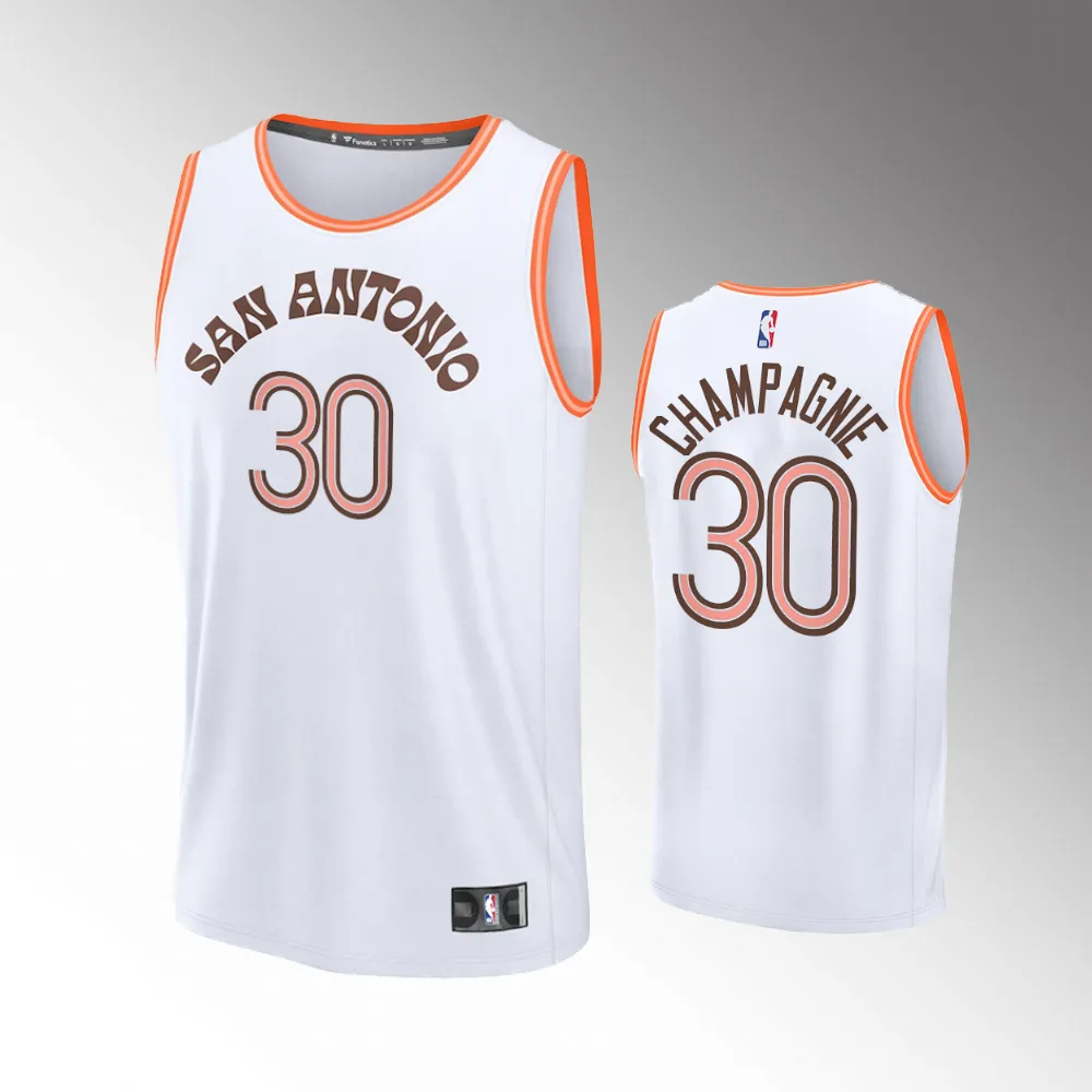 Unisex #30 Julian Champagnie San Antonio Spurs Fast Break 2023-24 City Edition White Jersey