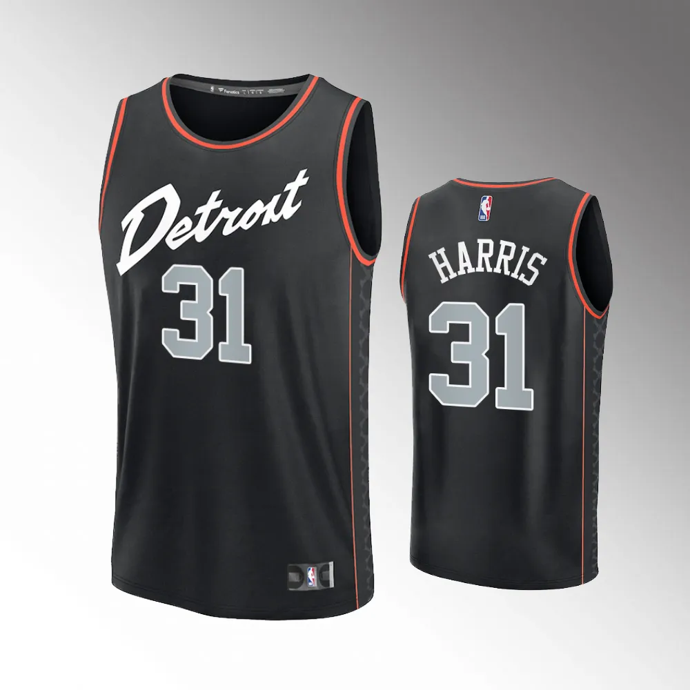 Unisex #31 Joe Harris Detroit Pistons Fast Break 2023-24 City Edition Black Jersey