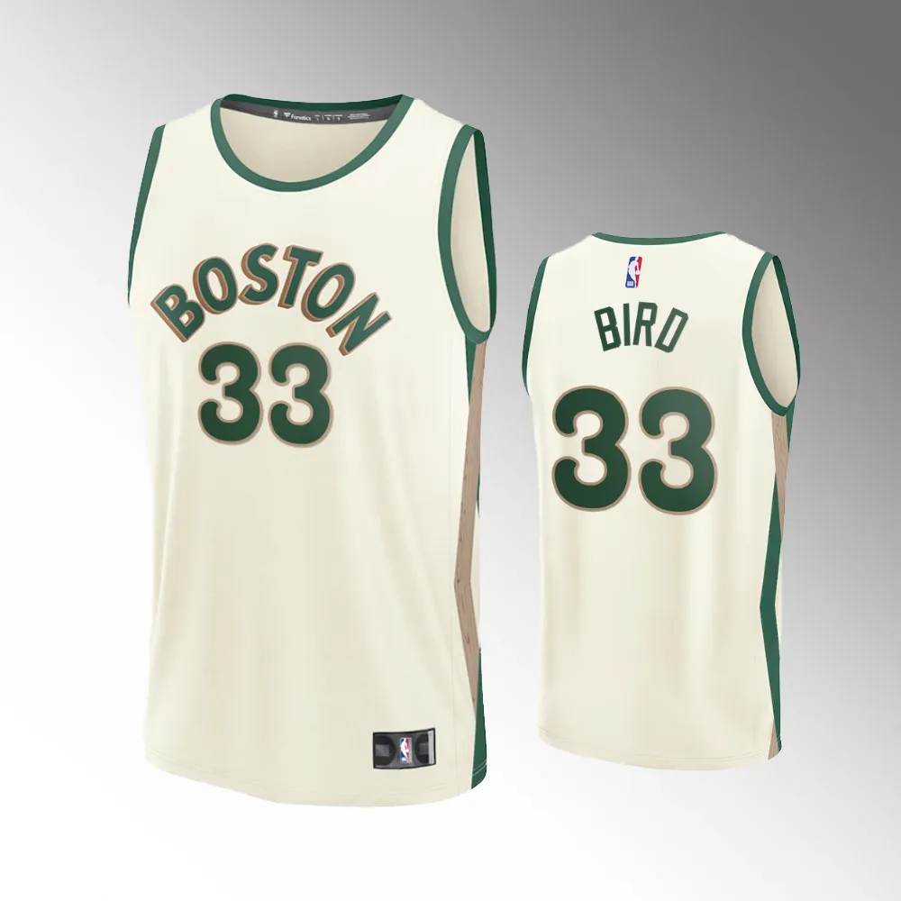 Unisex #33 Larry Bird Boston Celtics Fast Break 2023-24 City Edition Cream Jersey