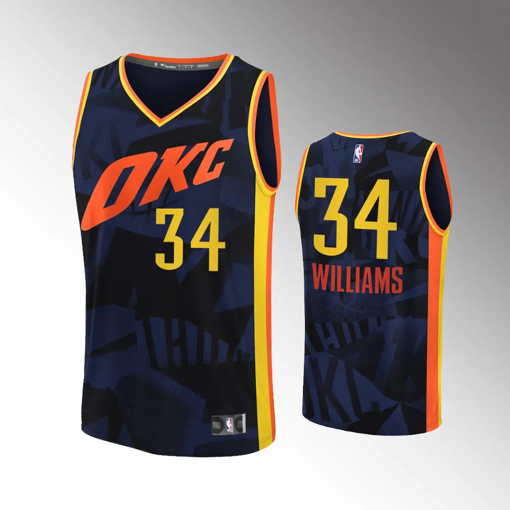 Unisex #34 Kenrich Williams Oklahoma City Thunder Fast Break 2023-24 City Edition Black Jersey