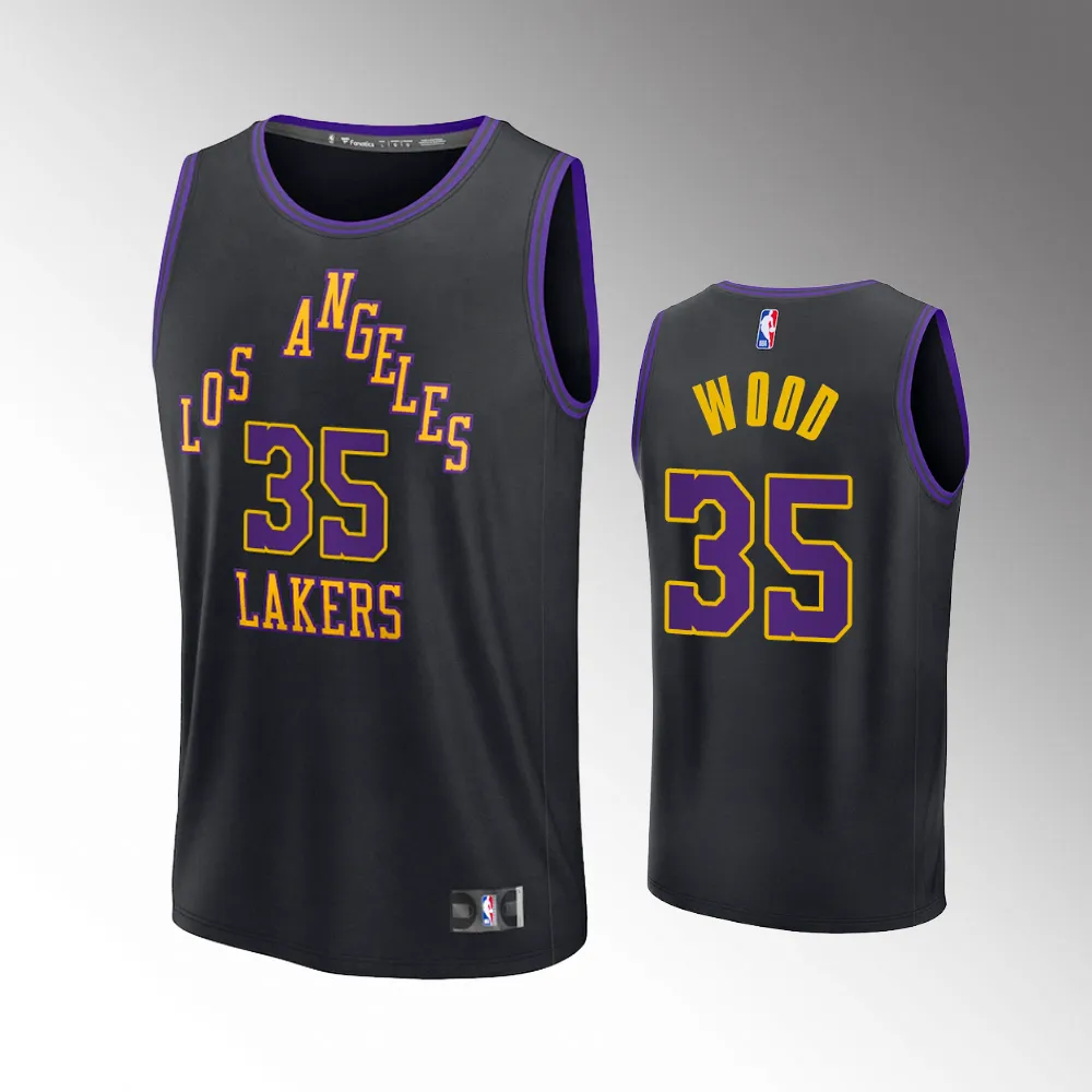 Unisex #35 Christian Wood Los Angeles Lakers Fast Break 2023-24 City Edition Black Jersey