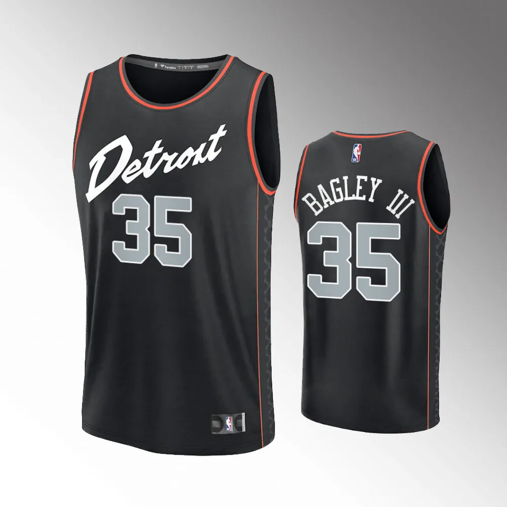 Unisex #35 Marvin Bagley III Detroit Pistons Fast Break 2023-24 City Edition Black Jersey