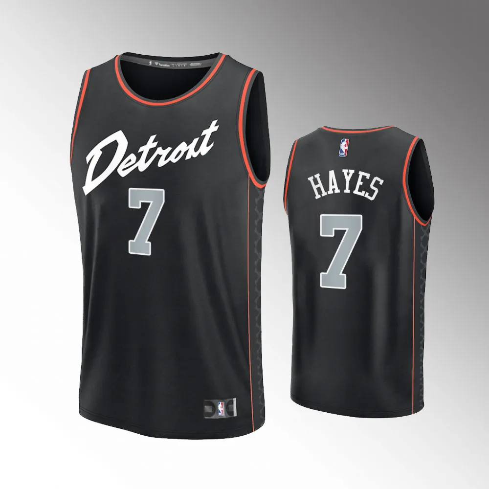 Unisex #7 Killian Hayes Detroit Pistons Fast Break 2023-24 City Edition Black Jersey