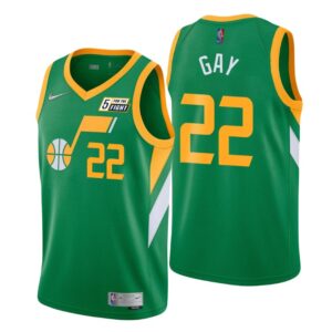 Utah Jazz Earned Edition #22 Rudy Gay Green Swingman Jersey