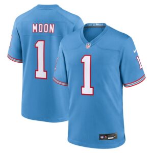 Warren Moon Tennessee Titans Oilers Throwback Retired Player Game Jersey - Light Blue