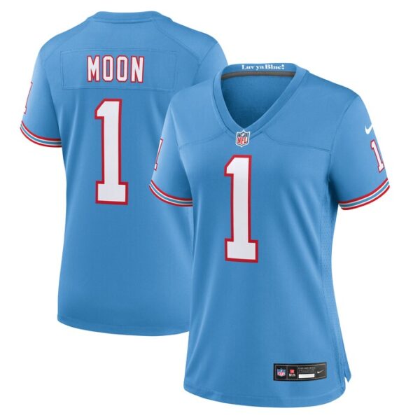 Warren Moon Tennessee Titans Women Oilers Throwback Retired Player Game Jersey - Light Blue