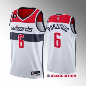 Washington Wizards Kristaps Porzingis #6 White Association Edition Jersey 2022-23 Swingman