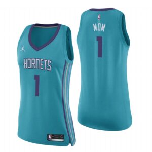 Women Charlotte Hornets 2018 Mother Day Teal Number 1 Mom Swingman Jersey