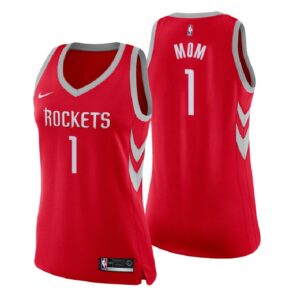 Women Houston Rockets 2018 Mother Day Red Number 1 Mom Swingman Jersey