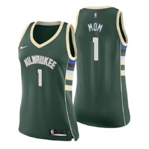 Women Milwaukee Bucks 2018 Mother Day Green Number 1 Mom Swingman Jersey