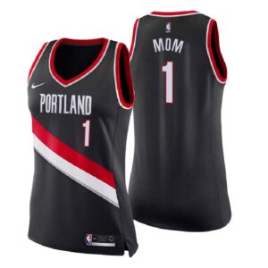 Women Portland Trail Blazers 2018 Mother Day Black Number 1 Mom Swingman Jersey