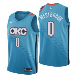 Youth 2018-19 Oklahoma City Thunder #0 Russell Westbrook City Edition Turquoise Swingman Jersey