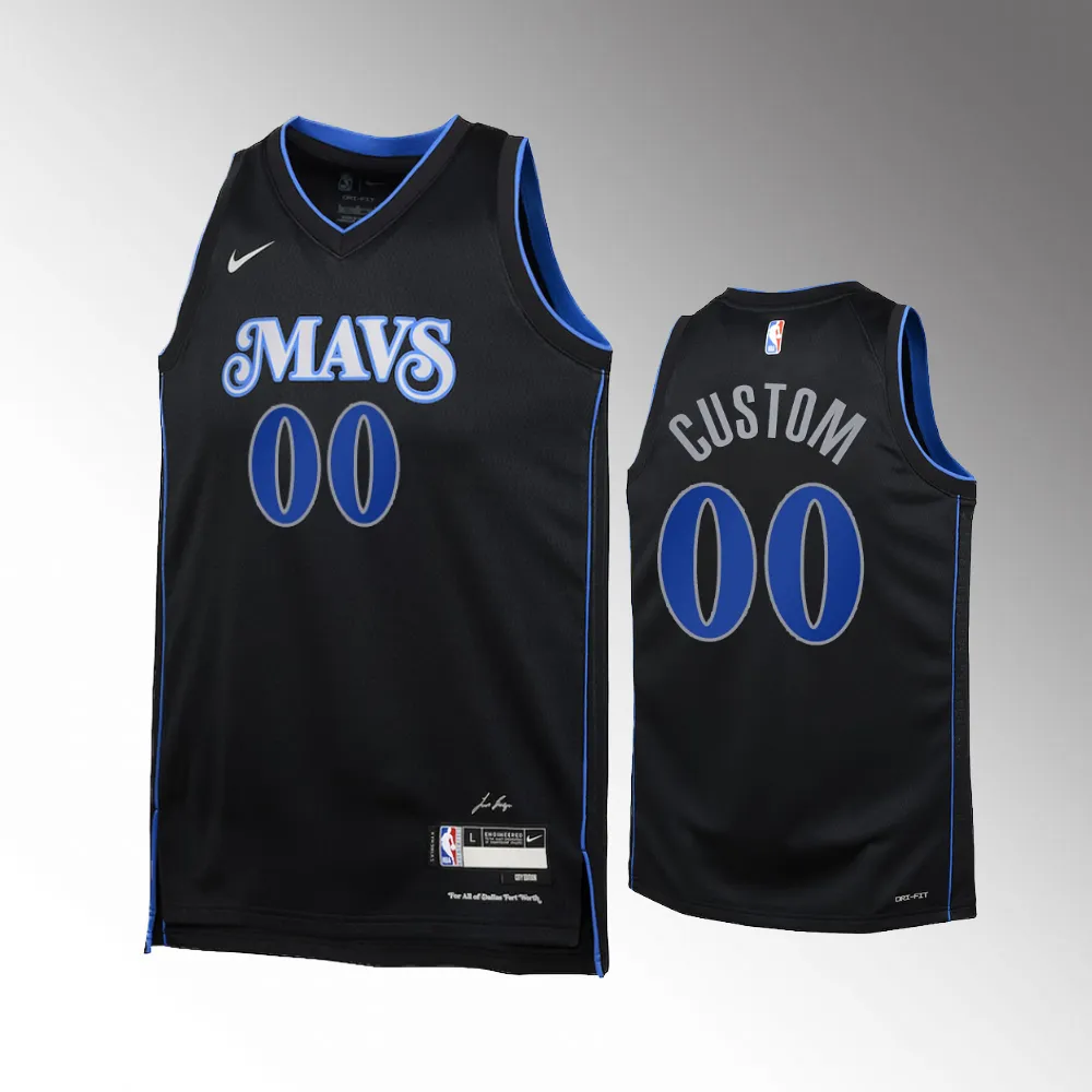 Youth Dallas Mavericks #00 Custom 2023-24 City Edition Swingman Black Jersey